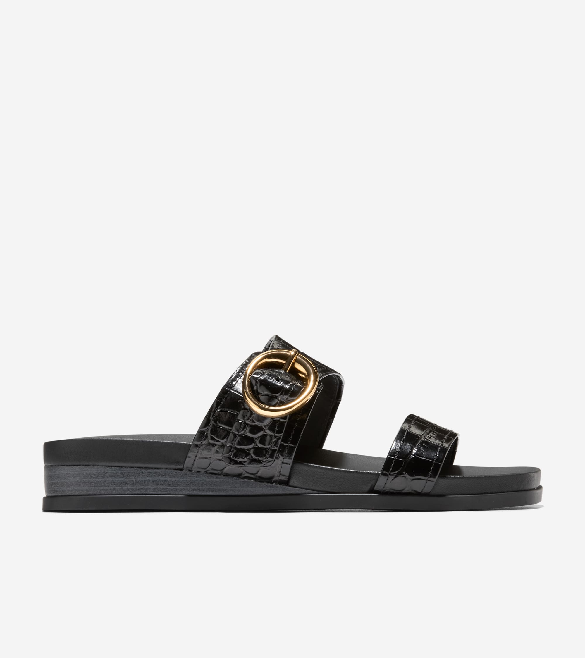 W35351:BLACK CROC PRINT LEATHER