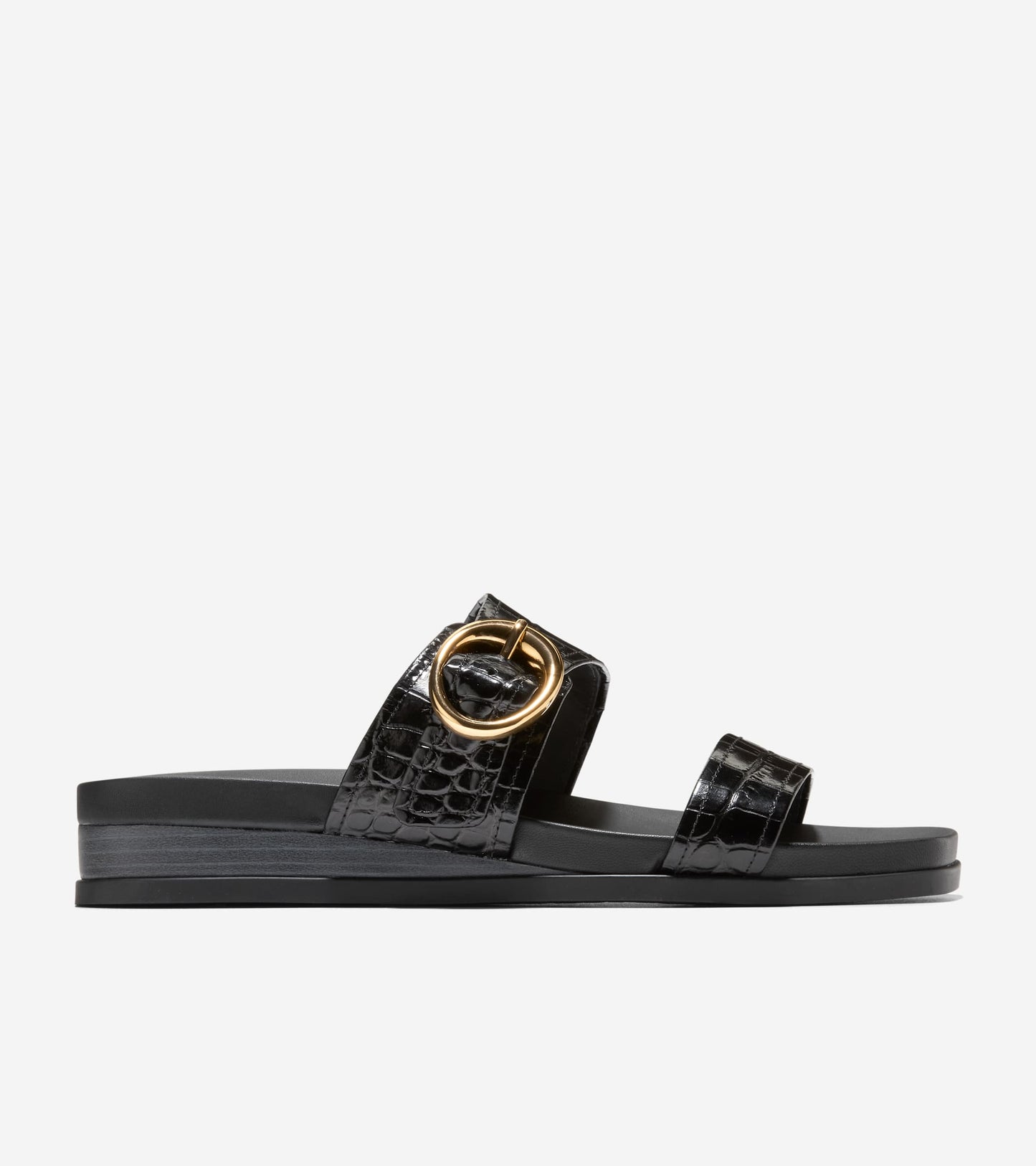 W35351:BLACK CROC PRINT LEATHER