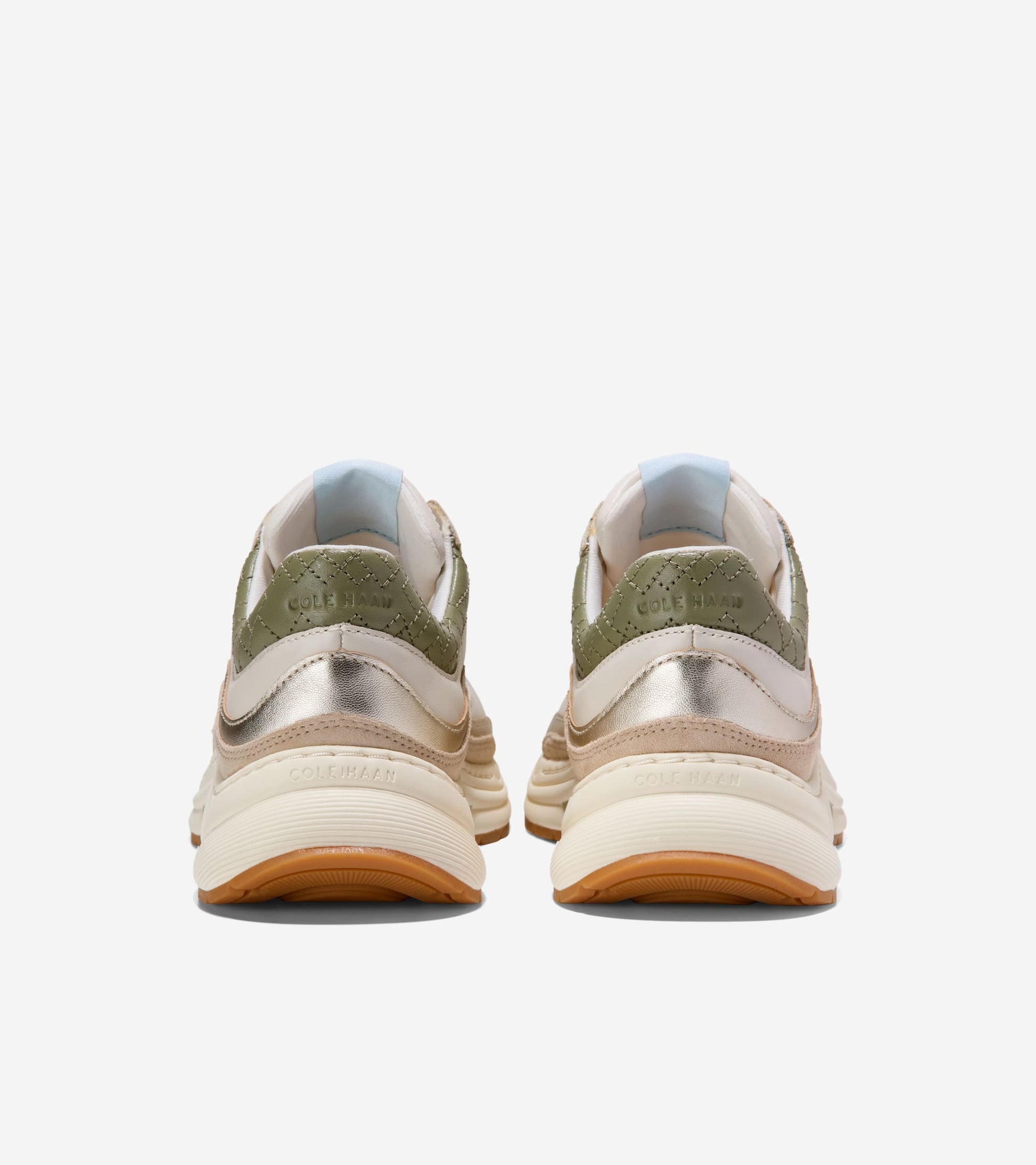 W33381:IVORY/CH OAT SUEDE/OIL GREEN SUEDE/GOLD METALLIC/IVORY-OIL GREEN